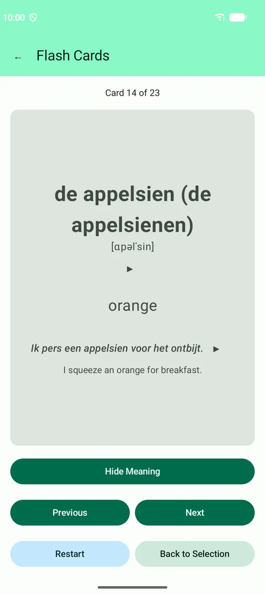A vocabulary card (Belgium)